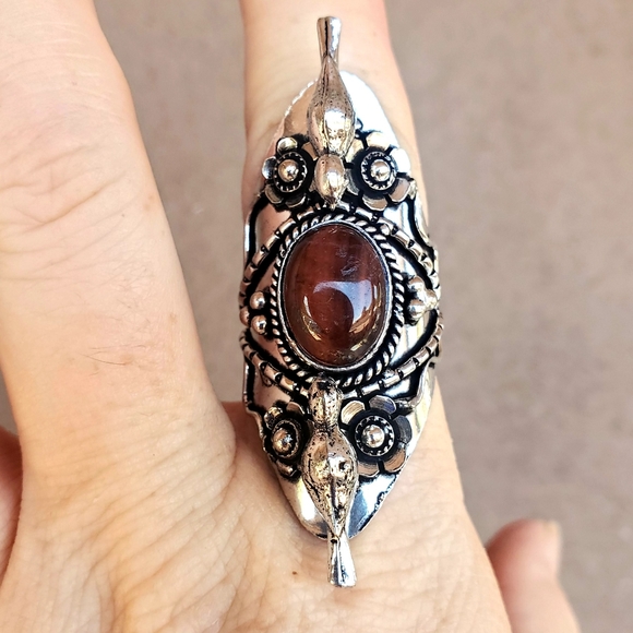 New Unique Red Tiger Eye 2 Birds 925 Silver Statement Ring. - Picture 6 of 15